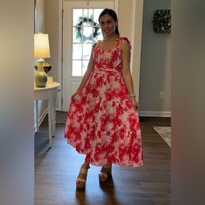 NWT- Self Tie Shoulder Strap Italian Silk Dress